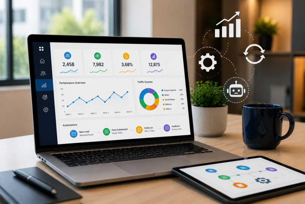Website Performance Insights and automation help businesses improve performance over time.