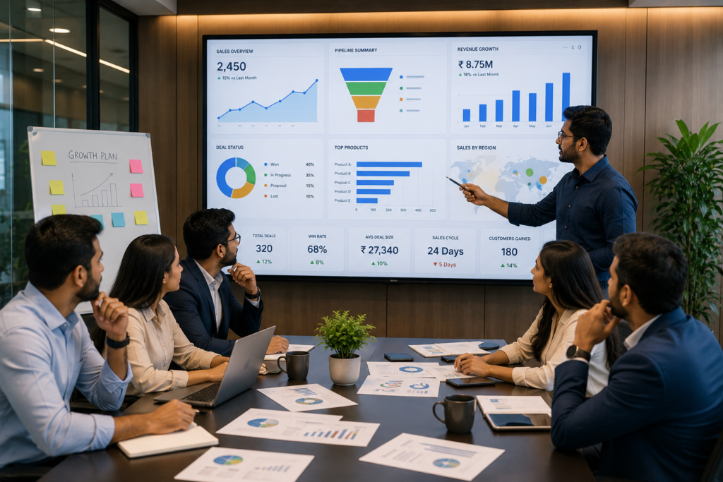 CRM analytics dashboard for customer relationships and sales reporting