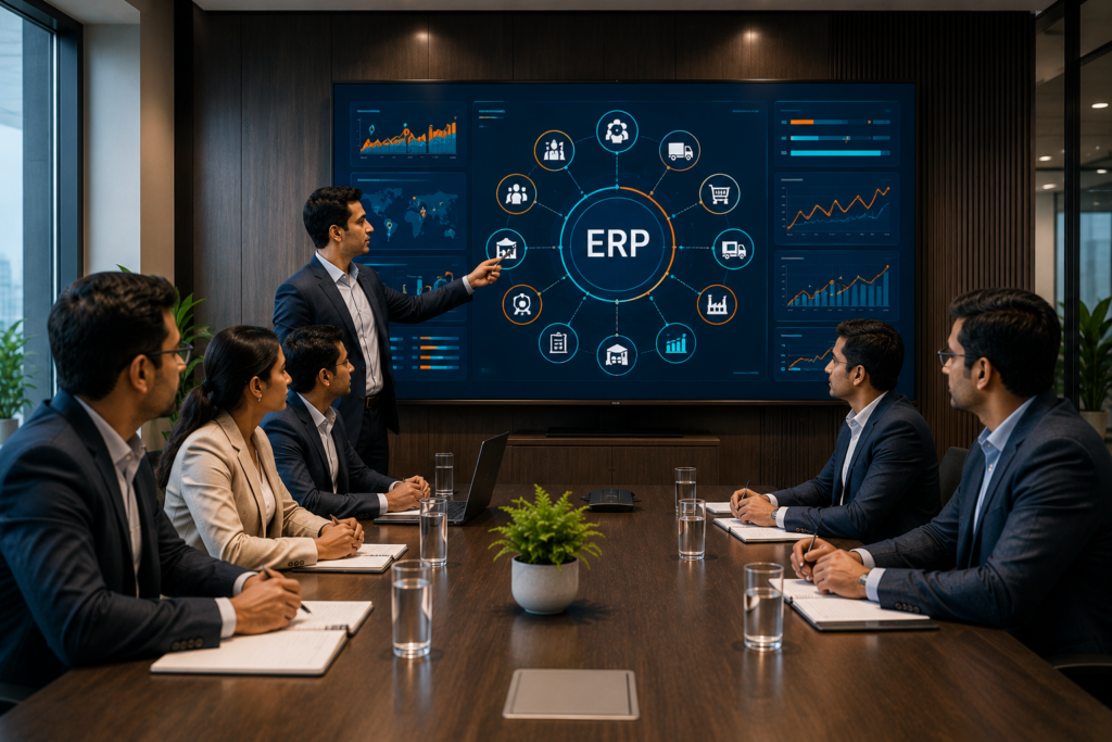 AI-powered ERP dashboard for forecasting, analytics, and smarter planning