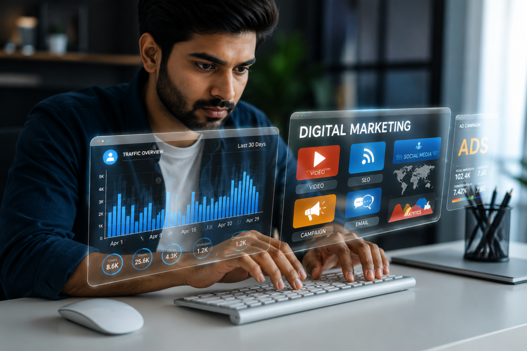 Online marketing helps brands stay visible across search, social, and ads