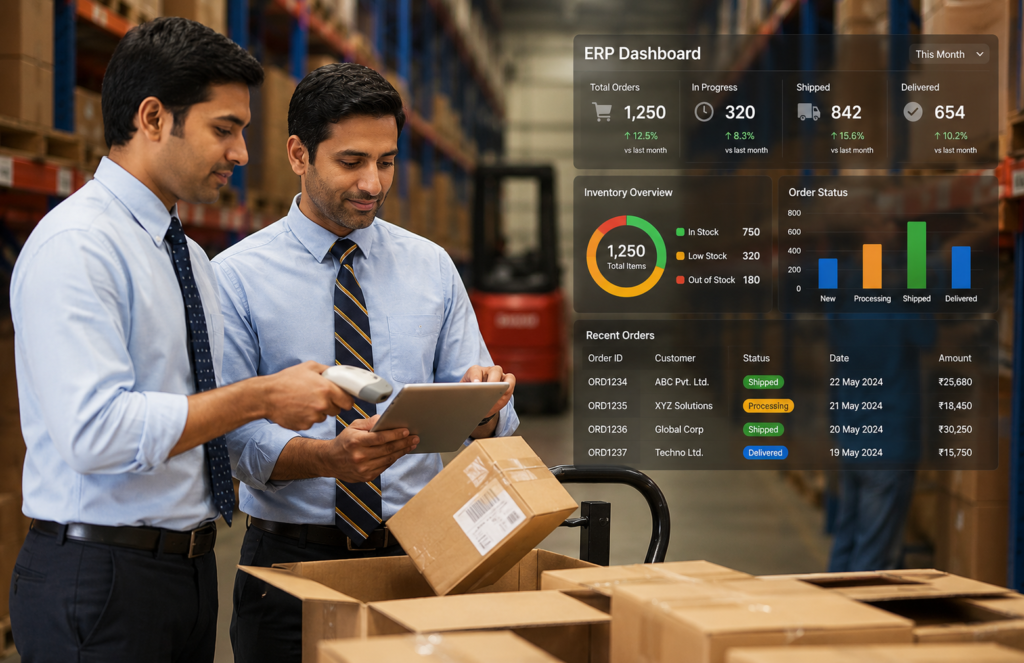 Inventory dashboard for stock control, purchasing, and operational planning