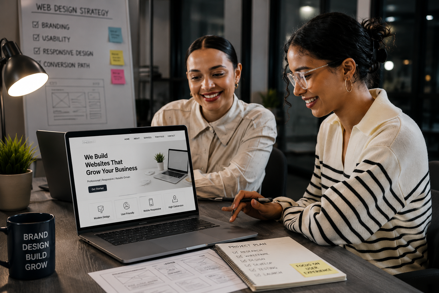 Freelance web designer near me creating a responsive website for a local business